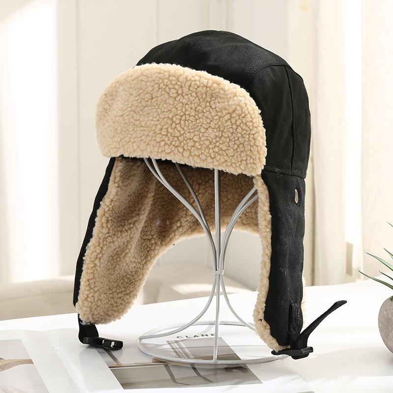 Winter Retro Korean Style Earflap Helmet, Warm Cotton Lei Feng Aviator Hat
