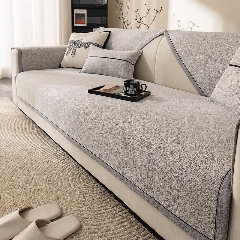 

New Chenille Sofa Cushion Four Seasons Universal Light Luxury Simple High Sense Solid Color Non-Slip Sofa Cushion 70*70cm