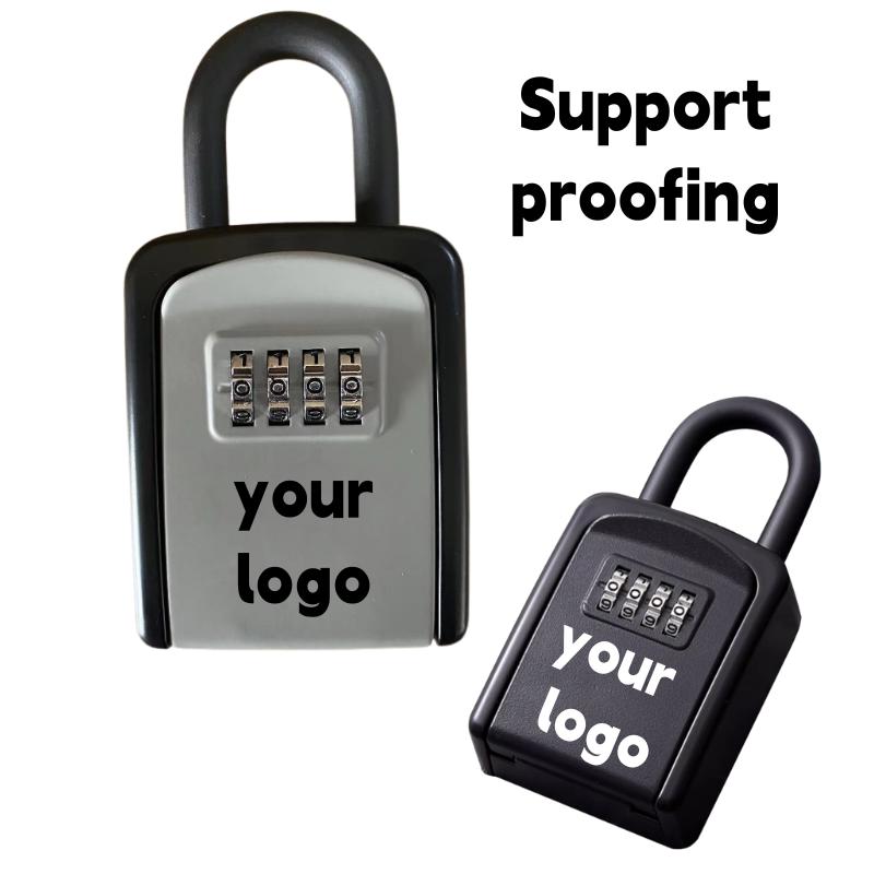 G10 Modern Wall Mounted Aluminium ABS Key Safe Box 4-Digit Padlock Waterproof 2 Keys Multi-Use Outdoor Hanger Shackle JXD