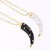 Personalized Enamel Horn Pendant Necklaces For Women Luxury Design Long Necklaces Vintage Chunky Jewelry Gift