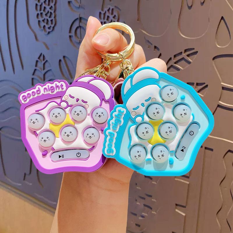 Creative Bunny Decompression Gopher Machine Keychain Pendant Cartoon Children'S Puzzle Game Machine Schoolbag Pendant