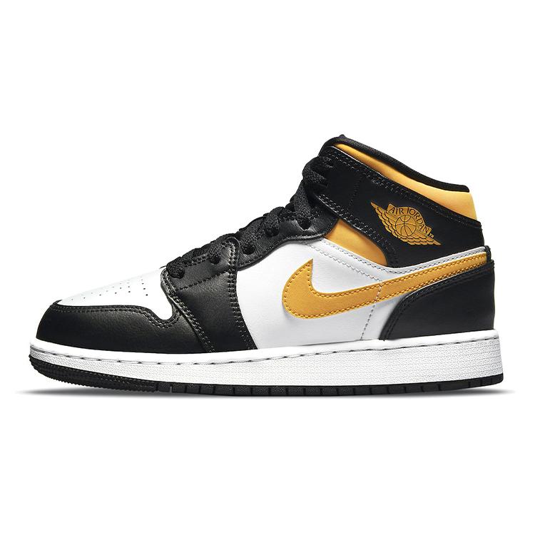 Ny Jordan 1 Mid Hvit Pollen Svart GS 554725-177