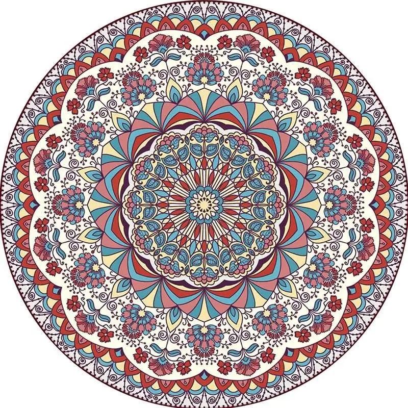 American Ethnic Bohemian Round Carpet Living Room Bedroom Decorate Coffee Table Rug Hanging Basket Computer Swivel Chair Mat