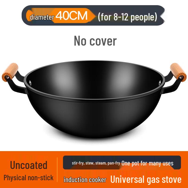 Yuzhou Pogrubiony Żelazny Wok z Podwójnym Uchwytem