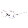 Fashion Diamond Trimming Reading Glasses Women Round Frameless Anti Blue Ray Presbyopia Ladies Plus Diopter Prescription Glasses