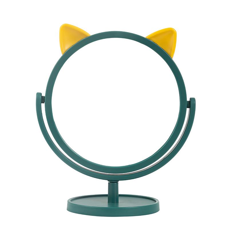 Cat Ear Desktop Makeup Mirror for Home, Student Dormitory, or Dressing Table - Princess Style