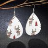Teardrop-shaped holiday earrings, Christmas-themed, cute reindeer leather