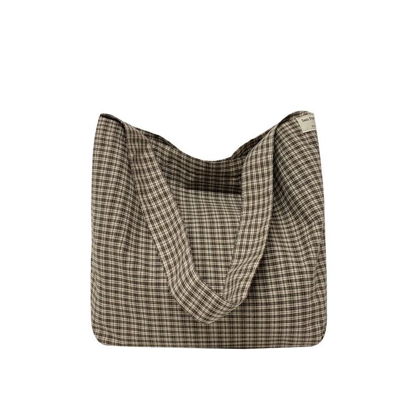 Urban Style Large Capacity Cotton Shoulder Bag With Pouch For Casual Outings