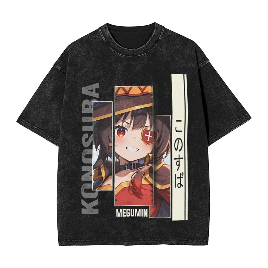 Megumin Konosuba T-Shirt Harajuku T-Shirts Short-Sleeved Streetwear Tops Summer Casual O Neck Oversized Tees