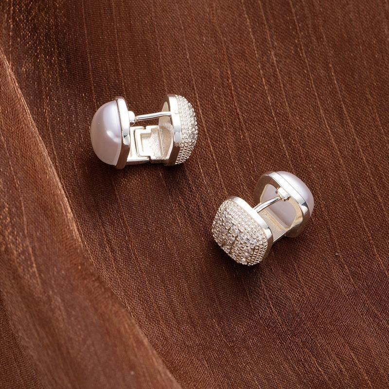 Французский Нишевый Дизайн Двусторонние Квадратные Жемчужные Серьги-Гвоздики с Бриллиантами Женские Универсальные Серьги-Гвоздики Серьги для Характера