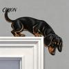 Animal Door Topper Wooden Dachshund Topper, Cute Handcrafted Dog Sign, Rustic Wall Art Decor Figurine for Front Porch, Indoor Outdoor Accent,