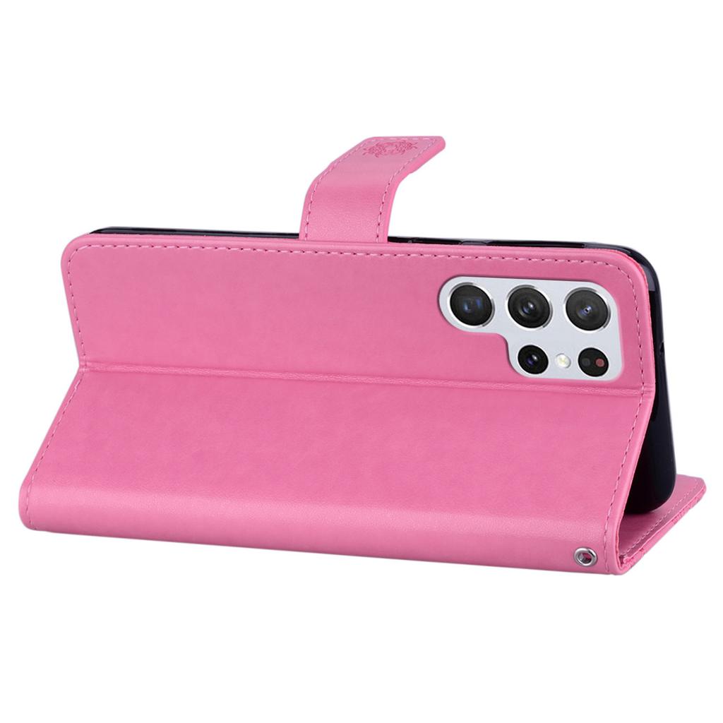 For Samsung Galaxy S24 Ultra Lommebokdeksel Ugle Blomst Imprint Rhinestone Lærdeksel