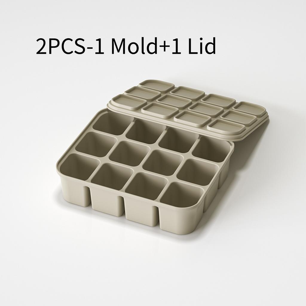 2PCS [1 Mold+1 Lid] 12 Grid Covered Ice Cube Mold, Flexible Mold, Suitable for Ice Cube Making, Ice Cream Making, Reusable