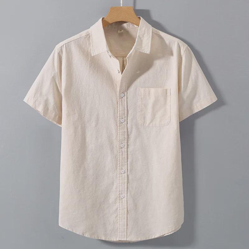 Men's Summer Casual Linen Short-Sleeve Lapel Shirt