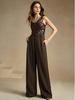 Pantaloni da completo da donna a vita alta, stile europeo/americano, marroni, drappeggiati, a gamba larga, 2026