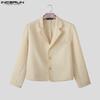 INCERUN Autumn Men Lapel Long Sleeve Buttons Cropped Short Texture Blazer Coats