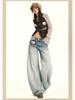 2025 Autumn Light Wash Low Rise Straight Wide Leg Jeans