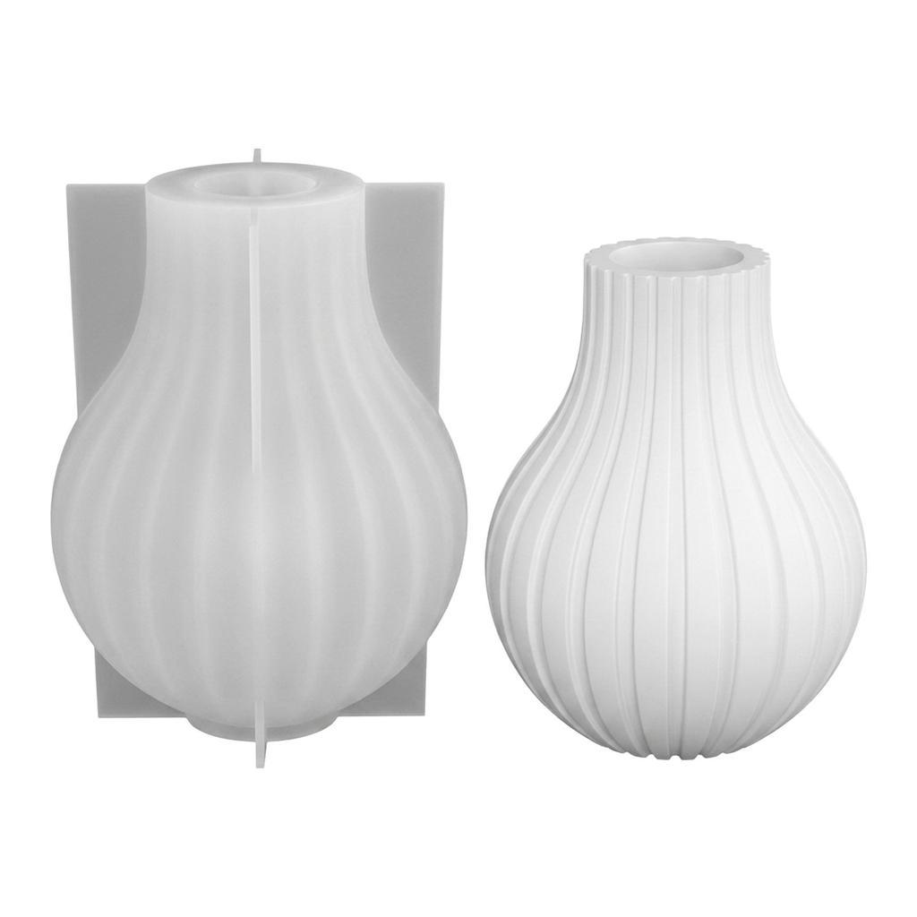 Silicone Vase Mold with Stripe Design for DIY Crystal Drip Resin Craft
