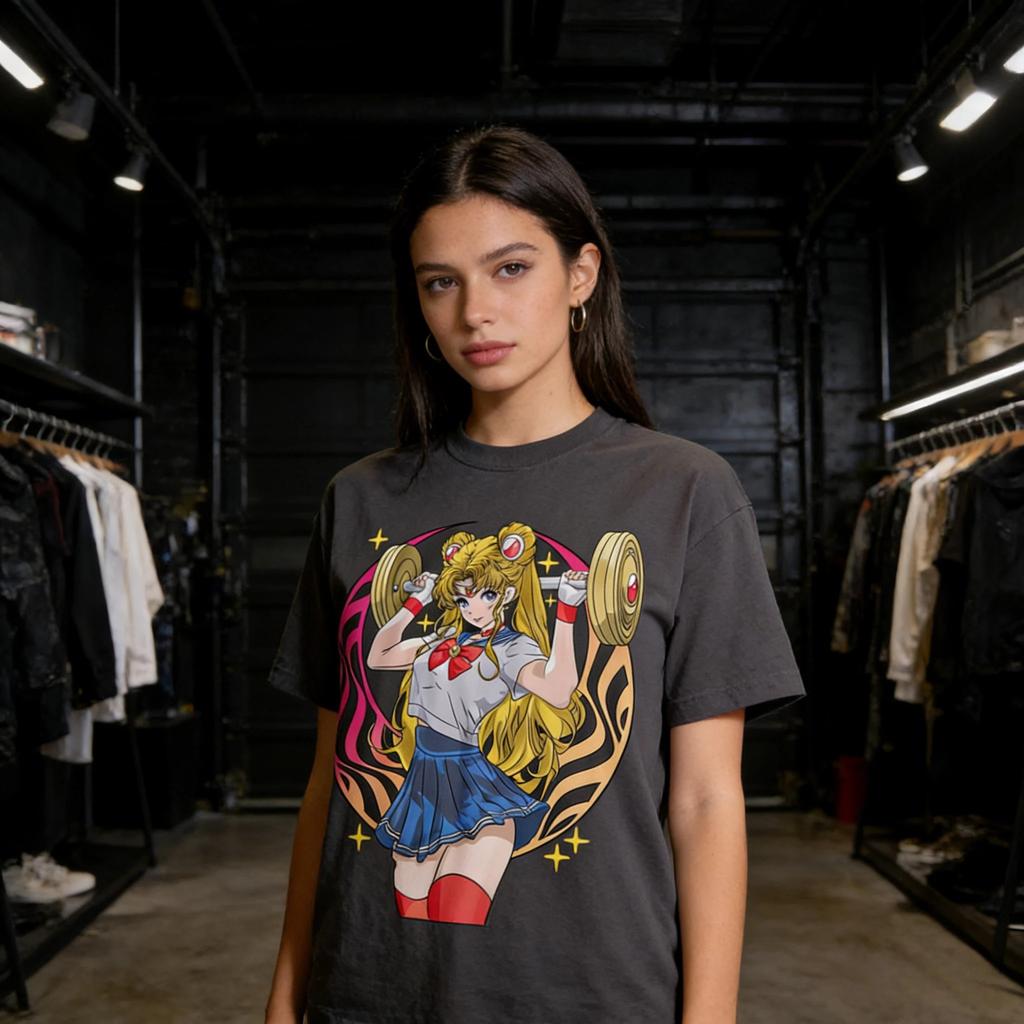 Maglietta Stampata Divertente Sailor Moon Tsukino Usagi per Palestra e Sollevamento Pesi | Top Casual a Maniche Corte in Cotone Unisex Anime Streetwear