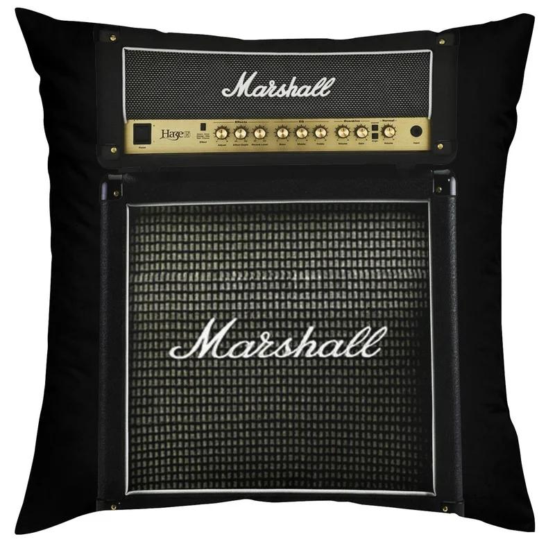 Home Decor Pop Band Cushion Cover Black Guitar Music Pillowcase Retro Speaker Piano Rock White