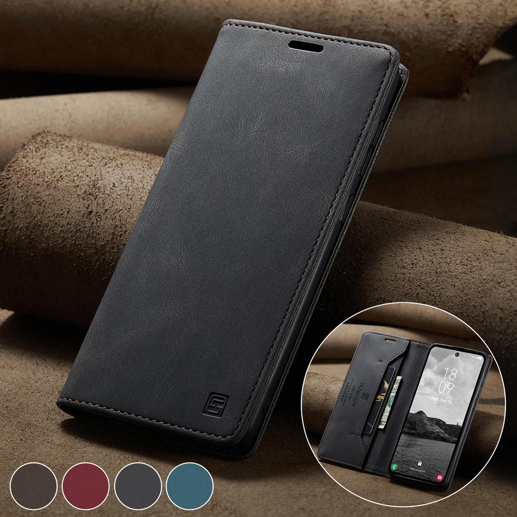 Flip Magnetic Cards Solt Wallet Leather Case For Samsung Galaxy S24 Ultra S23 Plus S22 S21 FE A15 A25 A35 A55 A14 Book Bag Cover