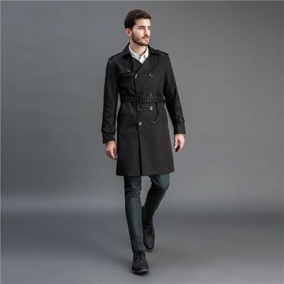 Langer Trenchcoat für Herren, zweireihig, für Frühling und Herbst, britischer Windjacke