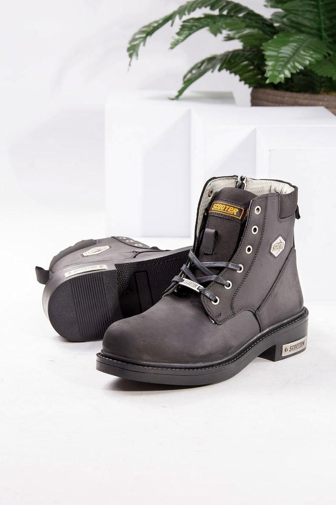 Men's Fashion Genuine Leather Flat Heeled Booties Bootie Genuine Nubuck Leather Waterproof Black Boots Shoes