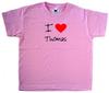 I Love Heart Thomas Pink Kids T-Shirt
