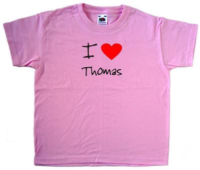I Love Heart Thomas Pink Kids T-Shirt