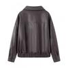 2026 Fall Faux Leather Blazer Jacket Loose Fit Street Style Casual Commute Outerwear Women