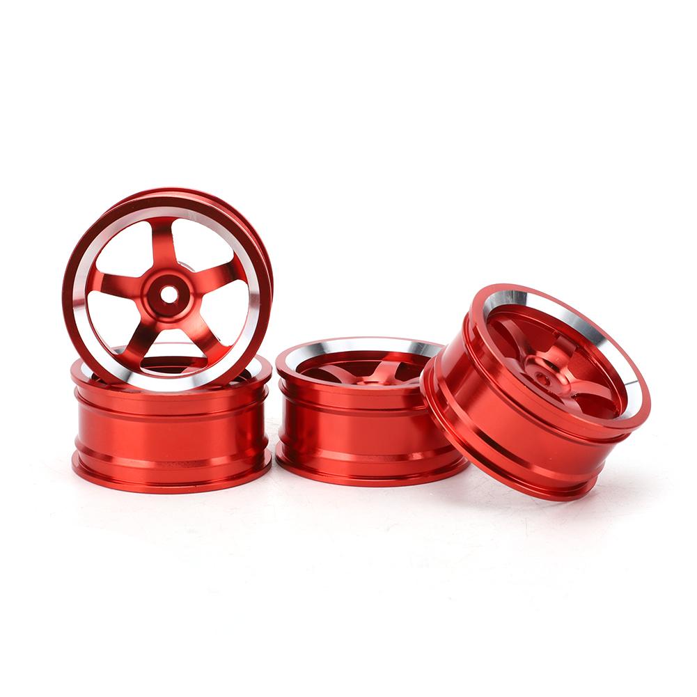 

4Pcs 110 Aluminum Alloy Wheel Hub Accessory RC Parts Fit for HSP 94123 Touring Drift CarRed