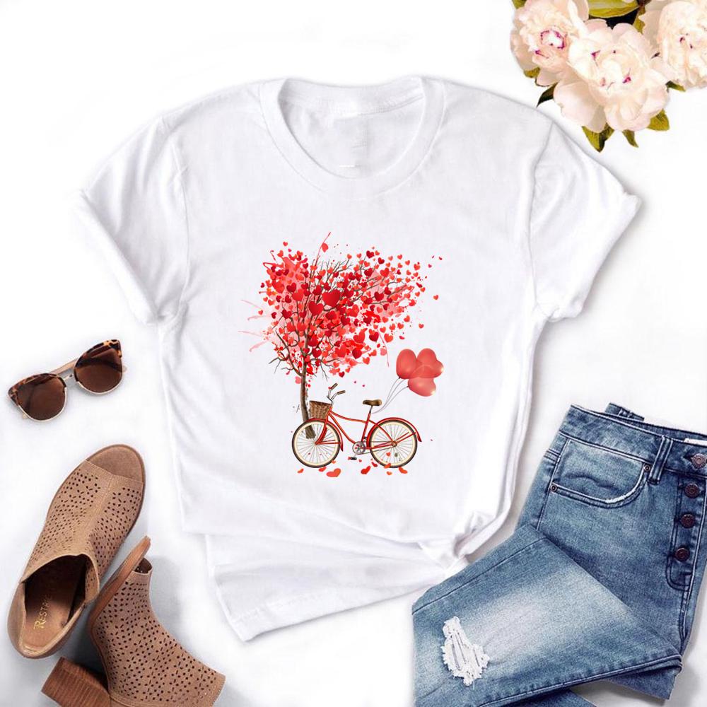 Women Summer Short Sleeved T-shirt Ladies Trendy Casual Pullover Round Neck Printed Top