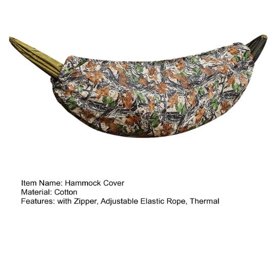 Camouflage Hammock Cover with Zipper Adjustable Elastic Rope Lightweight Autumn Winter Portable Outdoor Camping Hanging Bed Thermal Cover