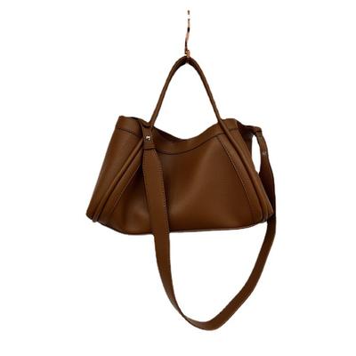 Large Capacity Soft Leather Tote Bag for Women Simple Solid Color Shoulder Crossbody Shopping Bag