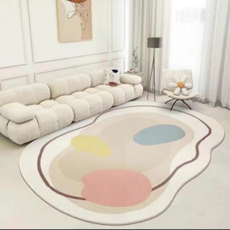 Unregelmäßig geformter Teppich für Wohnzimmer, hellgrüne Wolken für den Heimgebrauch, unregelmäßiger Schlafzimmerteppich