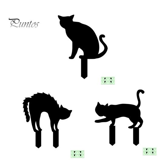 Durable Halloween Yard Signs Garden Stake, Black Cat Sign with Glow-in-the-dark Easy Installation Stakes Eyes, Waterproof Spooky Ghost Silhouette for