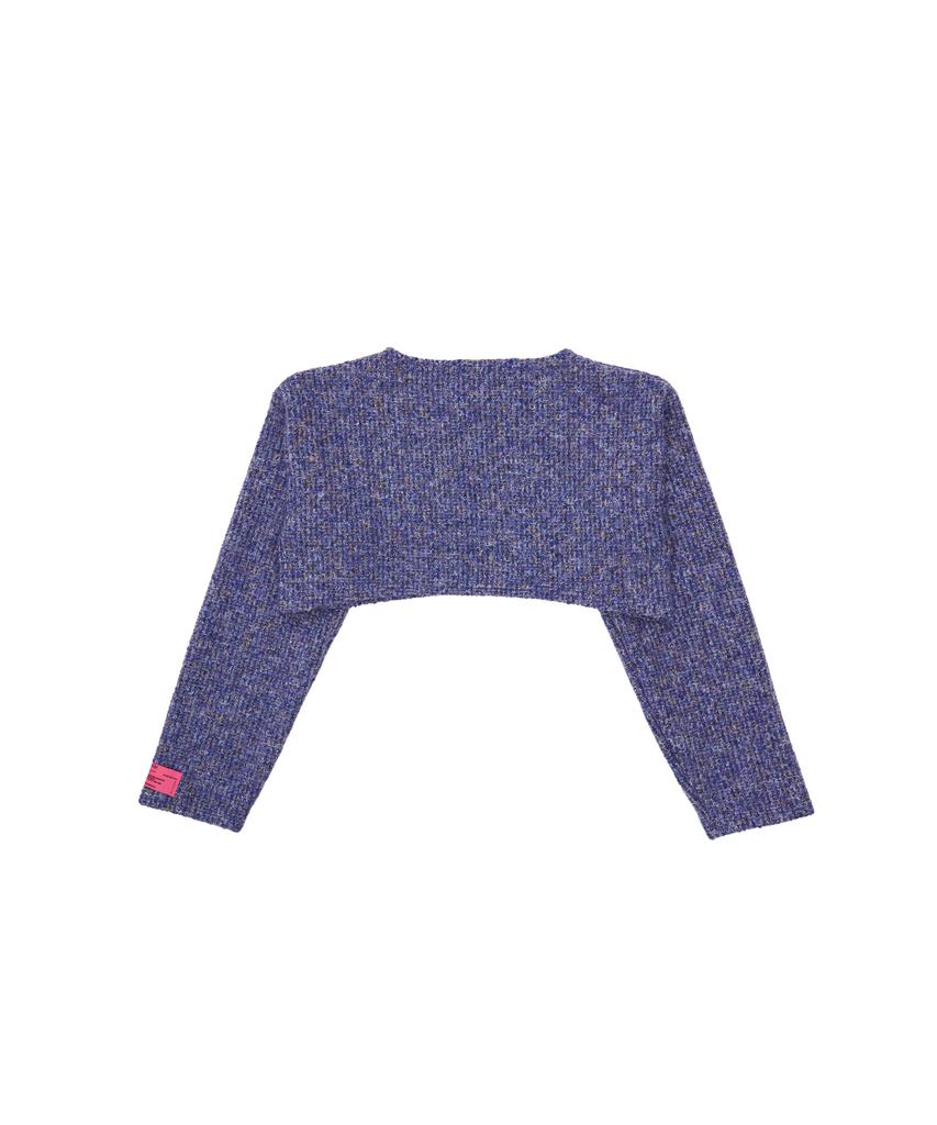 320SHOWROOM Wool Blend Round Neck Crop Stud Knit Tshirts Purple