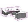 10-teiliges Gartensofa-Set mit Kissen Graues Poly-Rattan