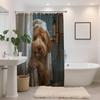 Cute Teddy Dog Shower Curtains Funny Dog Barn Door Decor Polyester Fabric Waterproof Bathroom Curtains Set with 12 Hooks