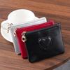 Women Lightweight Puleather Card Holder Cute Heart Shaped Small Wallet Multi-Card Anti-Magnetic Card Holder Travel Cash Coin Bag