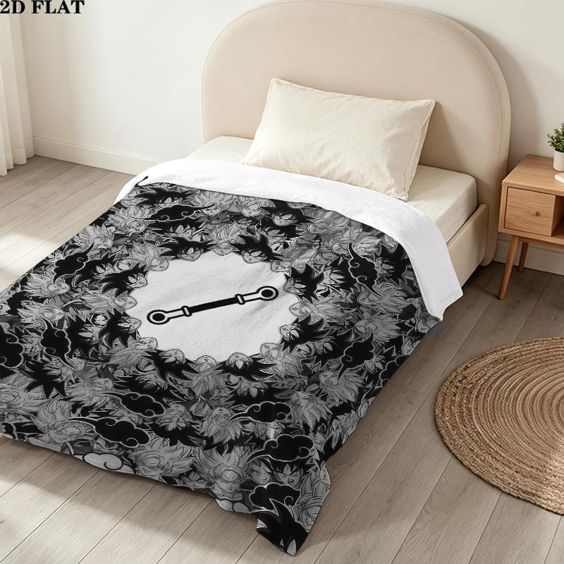 Goku Printed Flannel Blanket, soft throw for bedroom sofa, washable, Christmas present, great gift.
