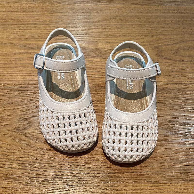 2025 Summer New Girls' Woven Turban Sandals - Soft Sole Toddler Princess Shoes