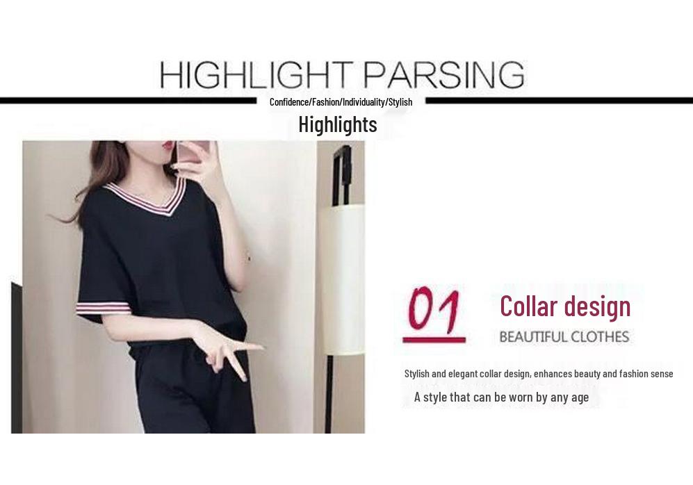 200 Jin Plus Size Women's Casual Summer Suit, Korean Style, Black Loose-Fit Short Sleeve Shorts Two-Piece Set