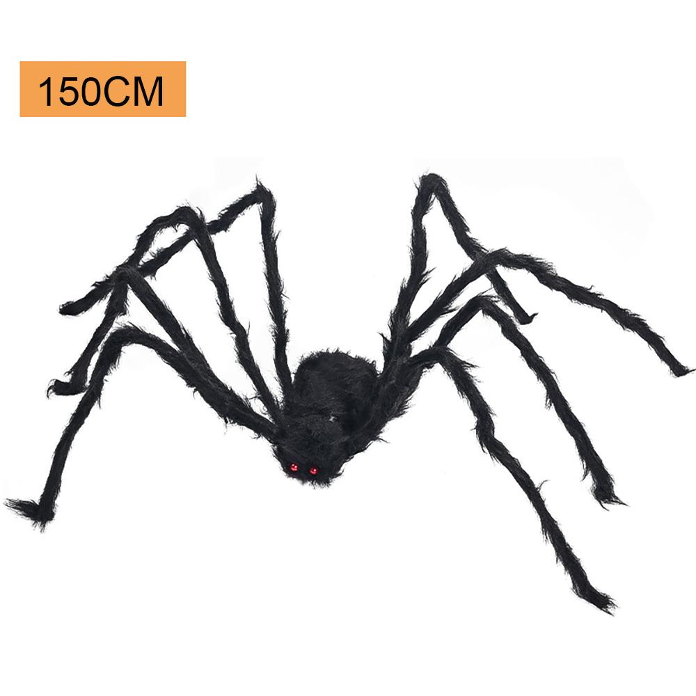 Halloween Große Schwarze Spinne, Gefälschte Riesige Schwarze Plüschspinne, Outdoor Spinnen Requisiten, Spukhaus Garten Hof Gruselige Dekorationen