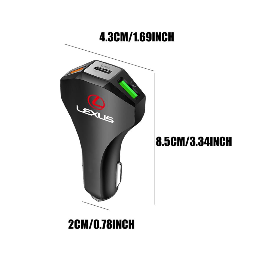 Car Charger Adapter Dual USB Type C Ports Super Fast Charging Conversion Plug Phone Charging For Lexus ES RX LS IS NX valve cap wzdf76