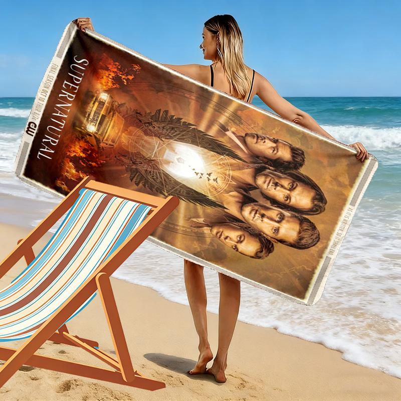 Supernatural Forces Unleashed beach towel Beach towel for vacation photos beach swim quick-drying swim towel seaside printing