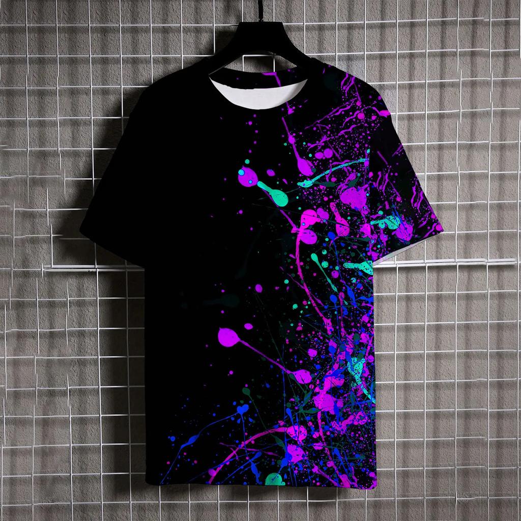 Summer Fashion Sports Graffiti Men T-shirts New Trend Harajuku Casual Personality 3D Printed Round Neck Short Sleeve Tees Tops