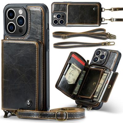 Apple 14Pro beschermhoes 14Promax anti-val licht luxe ritsportemonnee 14 crossbody kaart allesomvattend handkoord