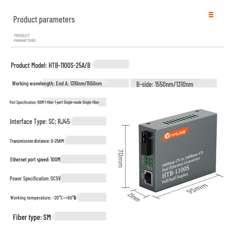 netLINK HTB-1100S Series Fast Ethernet Fiber Optic Transceiver