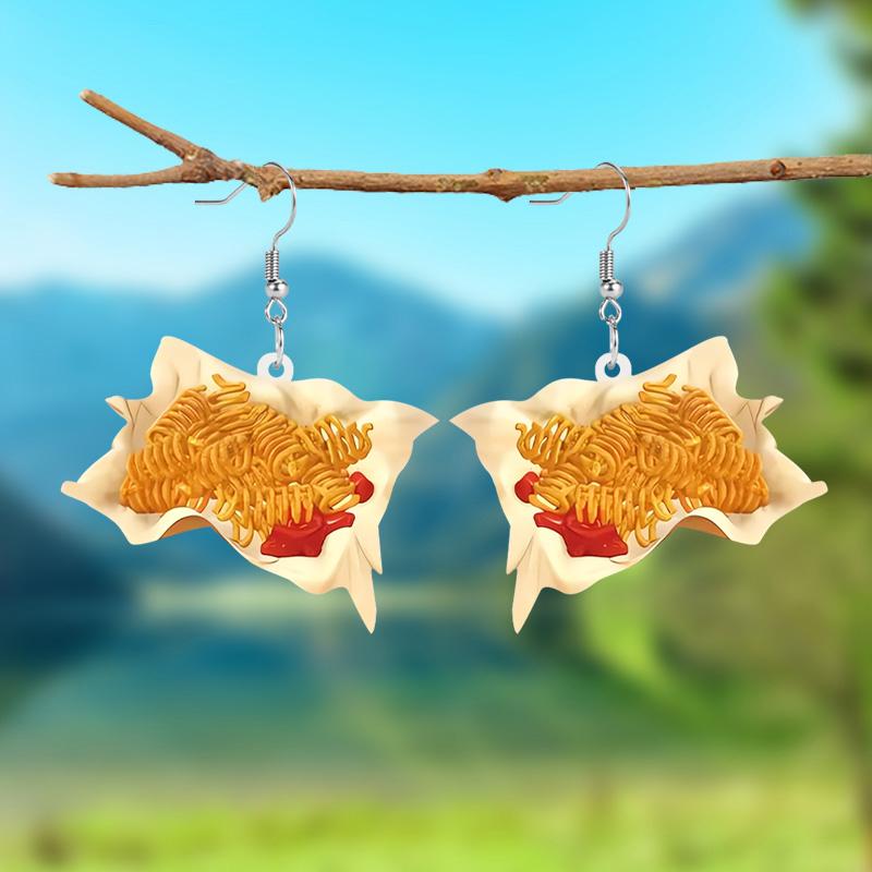 

1 пара акриловых сережек-спагетти, серьги-подвески для украшения еды, праздничные серьги-подвески, ювелирные изделия, подарки для женщин и девочек